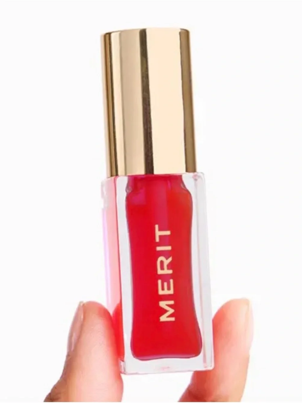 MERIT Shade Slick Tinted Lip Oil Gloss In Maraschino  Sheer Red